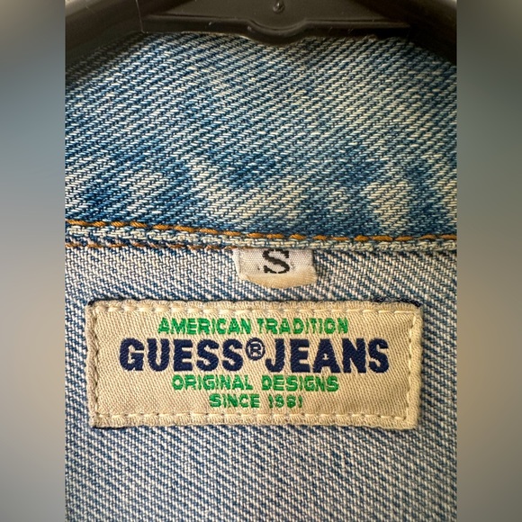 Vintage Guess Denim Jacket Trucker style sz S to M made in USA 80’s Green label - Picture 1 of 14